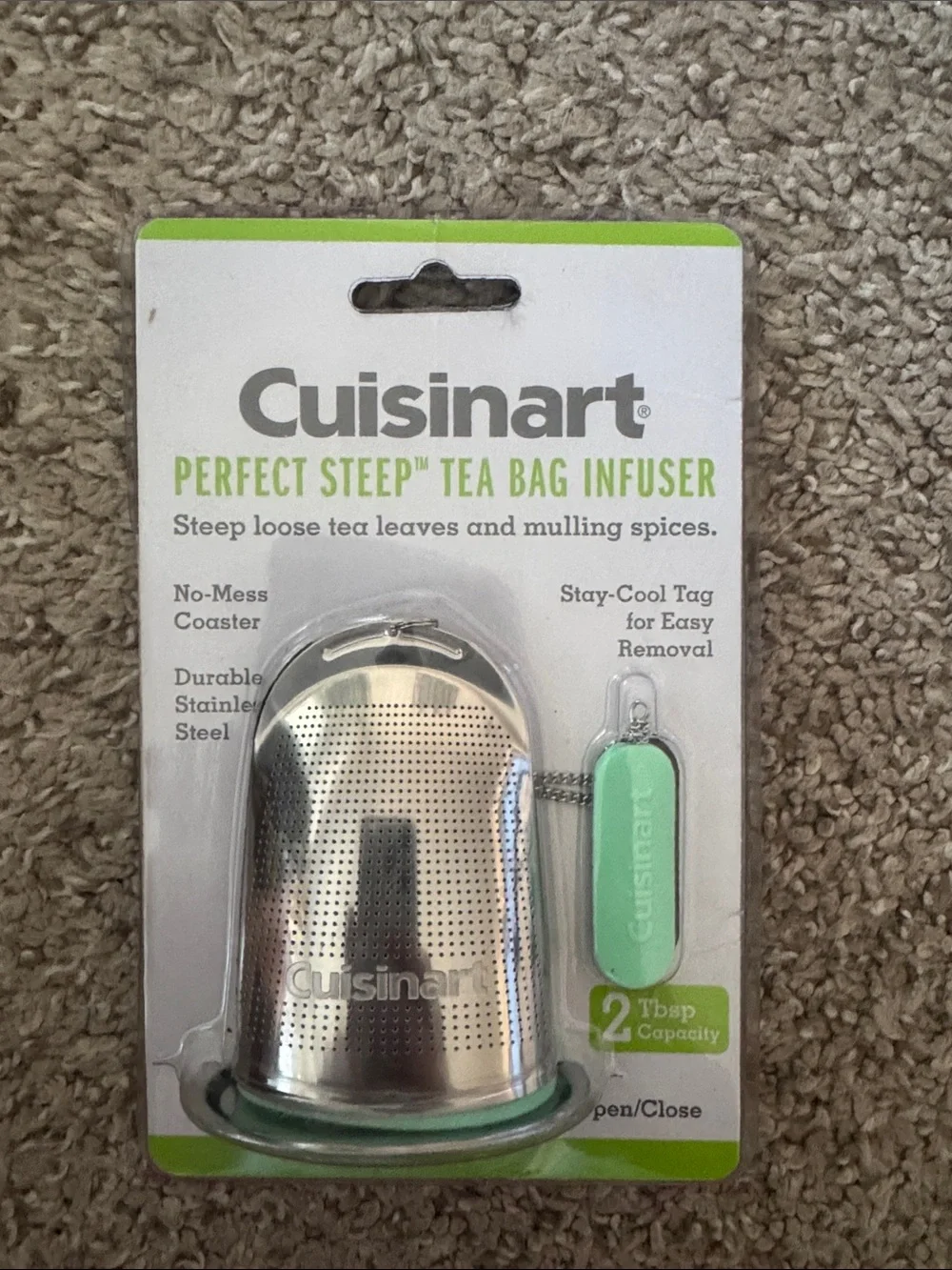 Cuisinart Stainless Steel Tea Bag Infuser with Mint Green Tag
